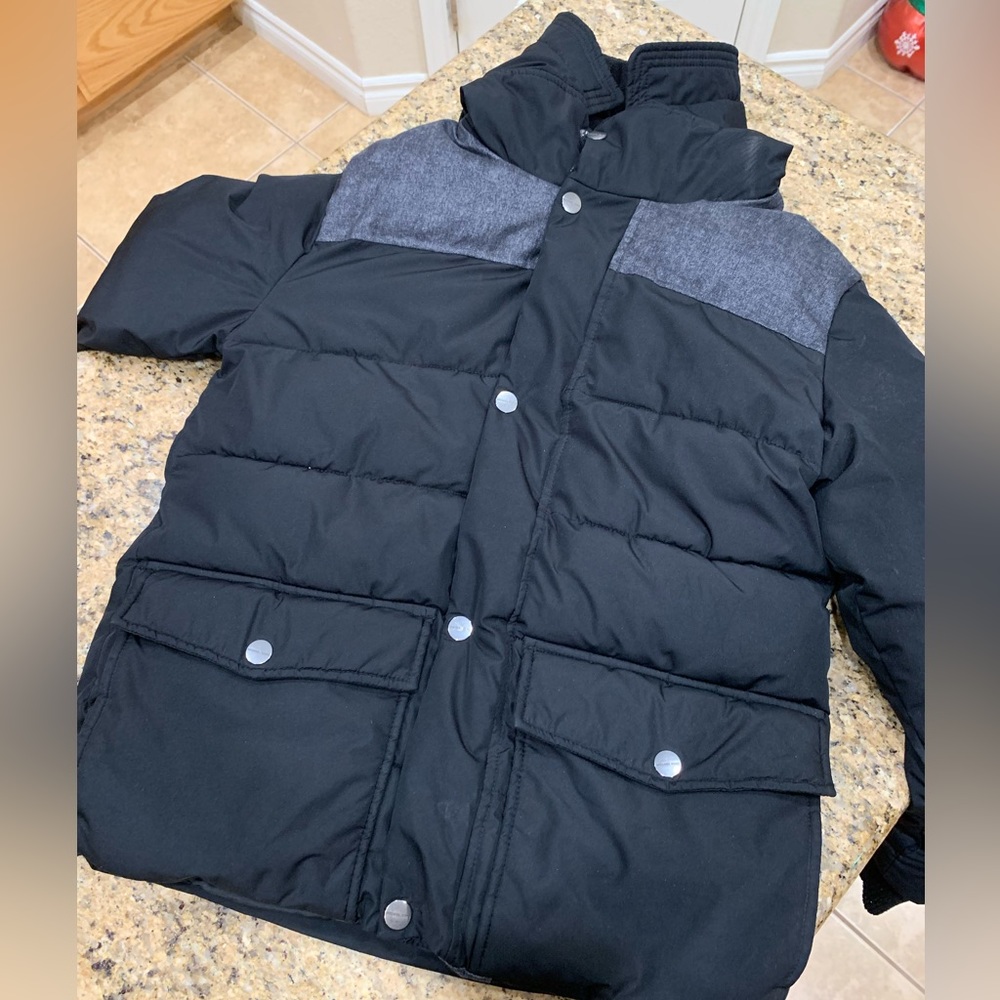 Michael Kors Boys Size 10/12 Black Full Zip Hooded Puffer Jacket